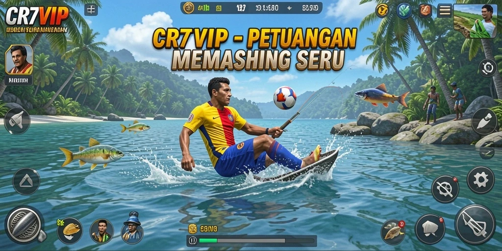 Screenshot dari gameplay <strong>CR7VIP</strong> yang menunjukkan suasana memancing yang menawan.