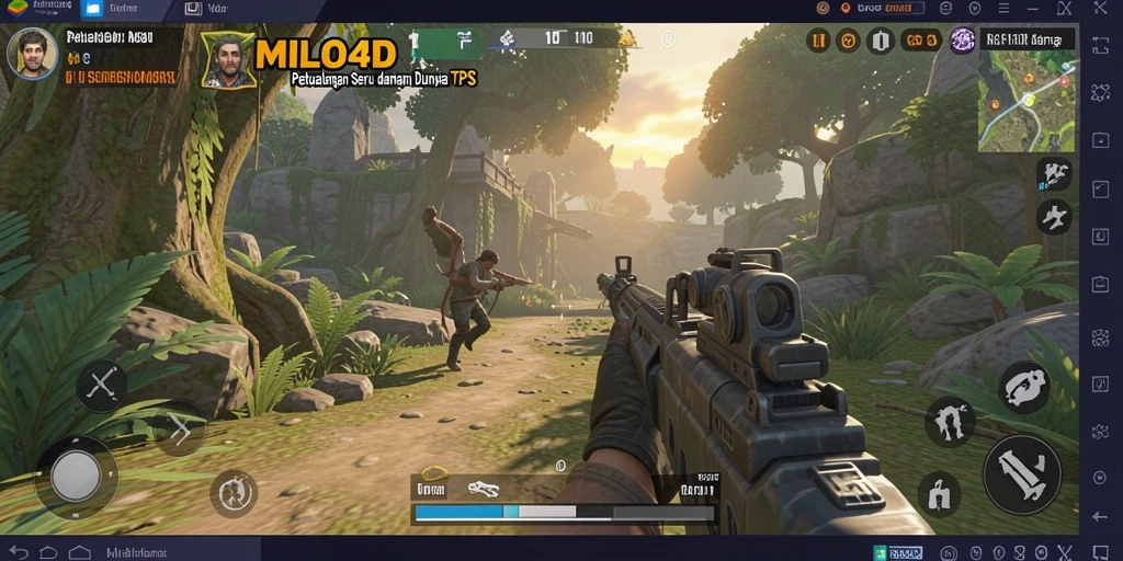 Screenshot aksi mendebarkan dalam <strong>MILO4D</strong> memperlihatkan gameplay TPS.
