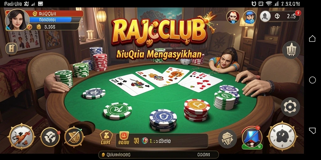 Screenshot RAJACLUB menampilkan gameplay yang seru dalam permainan QiuQiu.